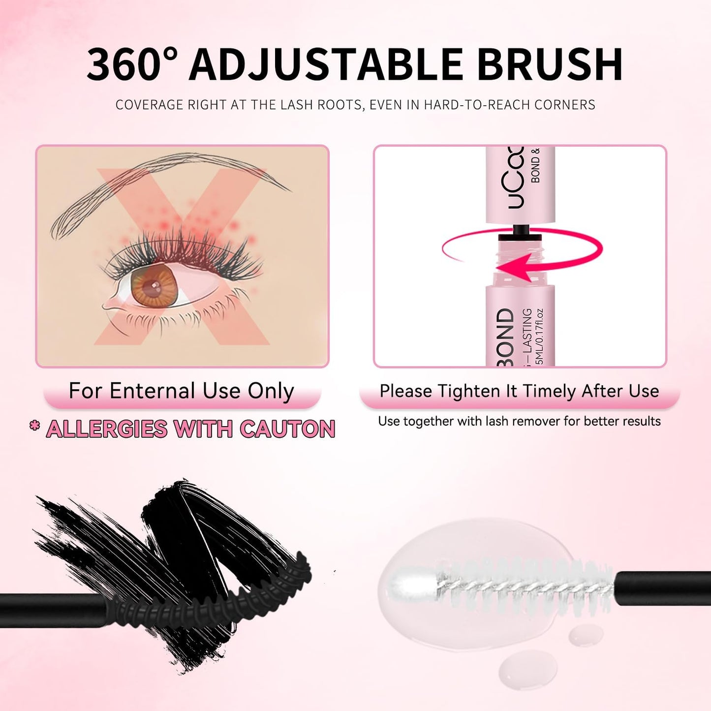 uCoolMe Lash Bond and Seal Waterproof for Lash Clusters 144Hours New Upgrade Leak-Proof Cap Upgraded Airtight Pipe Material Non-Irritating Lash Glue Beauty and Personal Care UCOOLME