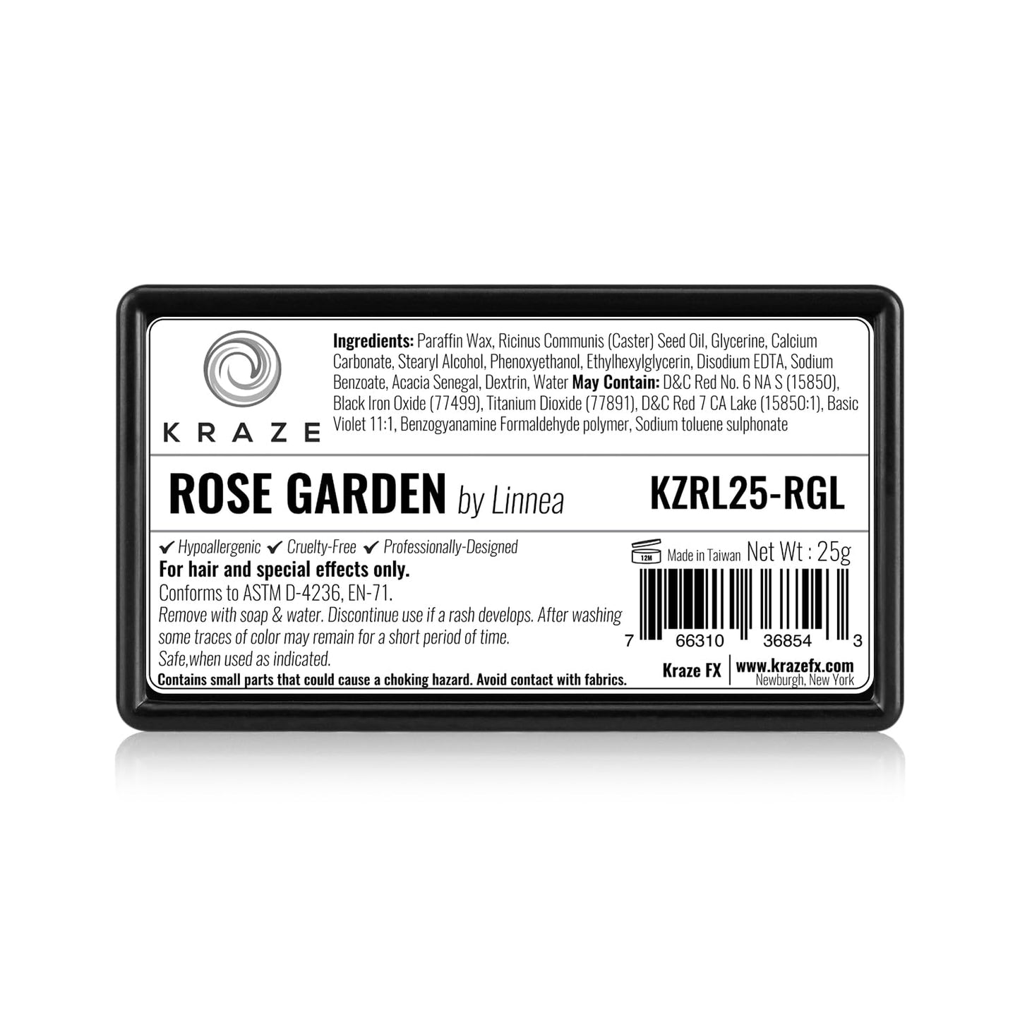 Kraze FX Dome Stroke - Rose Garden by Linnea (25 gm), Professional 1-Stroke Split Cake, Hypoallergenic, Non-Toxic, Water Activated Face & Body