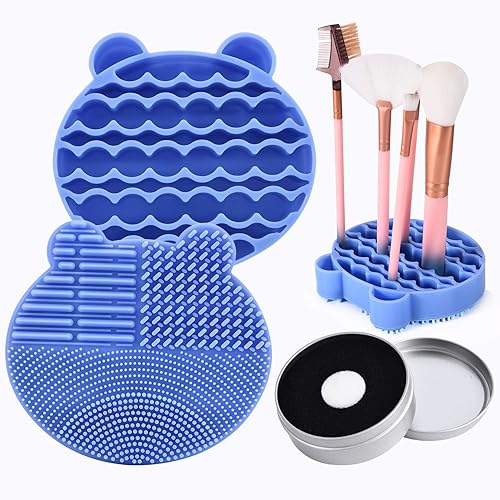 Silicon Makeup Brush Cleaner Mat with Brush Drying manual Make up brush cleaner cleanser machine Cosmetic Brush Cleaning Pad+Makeup Brush Dry Cleaned