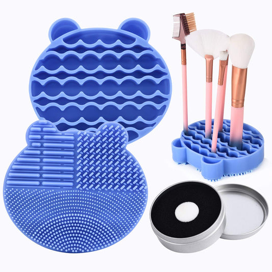 Silicon Makeup Brush Cleaner Mat with Brush Drying manual Make up brush cleaner cleanser machine Cosmetic Brush Cleaning Pad+Makeup Brush Dry Cleaned