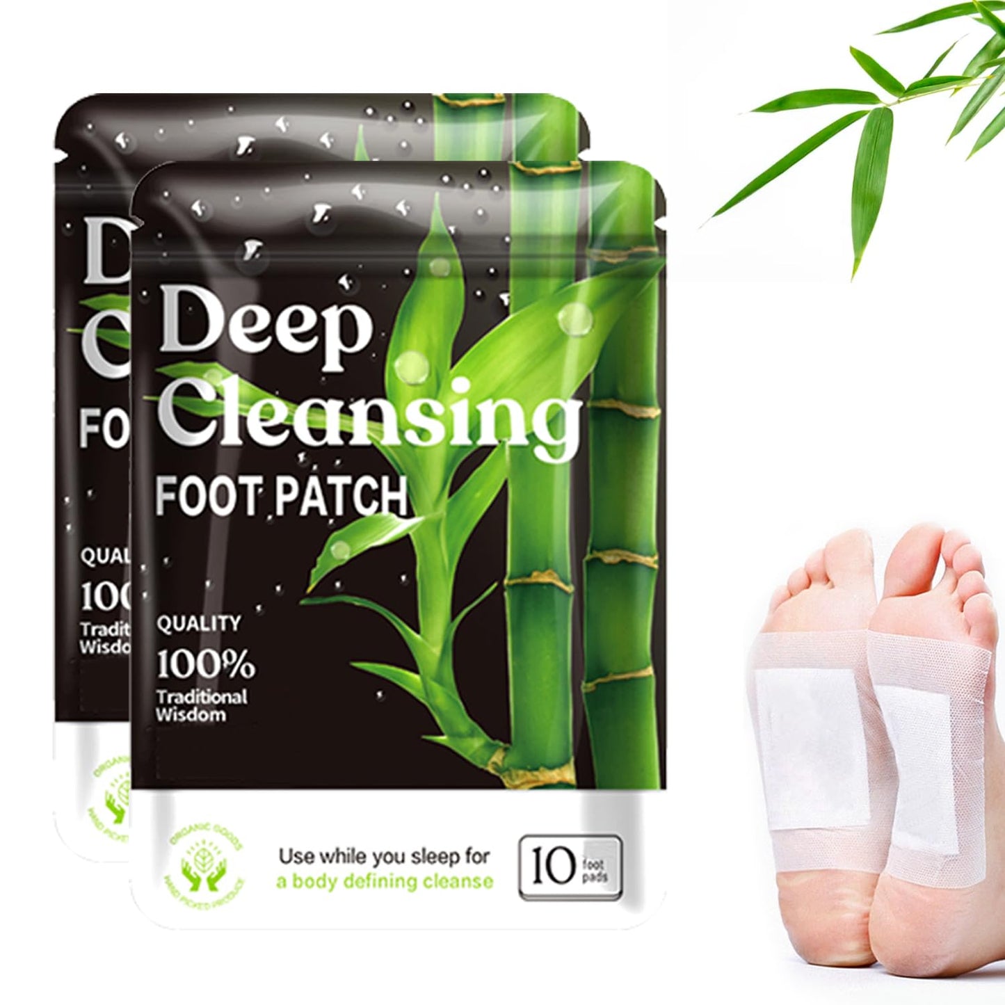 (20 Pads) Deep Cleansing Foot Pads for Better Sleep, Natural Bamboo Foot Patch | Relieve Stress, Improve Sleep and Relaxation Beauty and Personal Care SOFFAIR Default Title