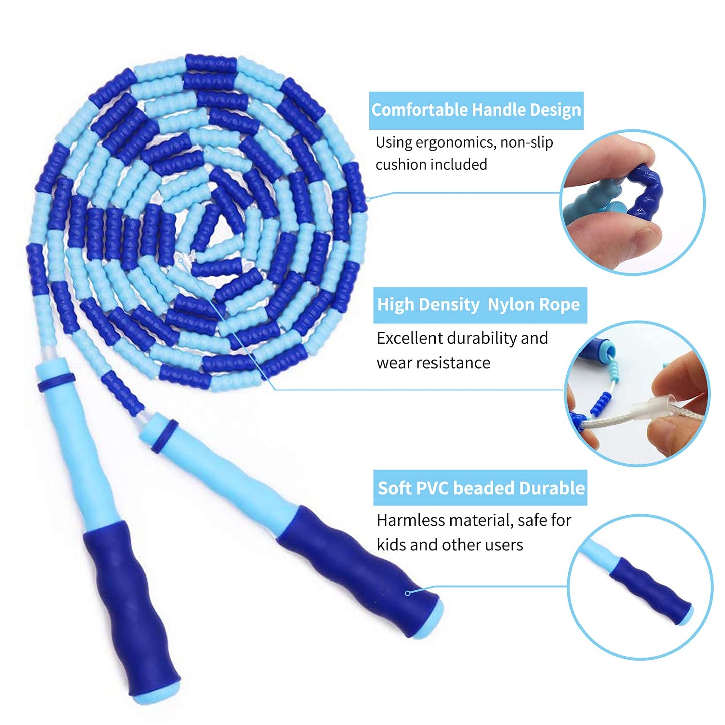 Leeboom Jump Rope, Adjustable Length Electronic cigarettes Tangle-Free Segmented Soft Beaded Skipping Rope, Fitness Jump Rope for Kids, Man, and…