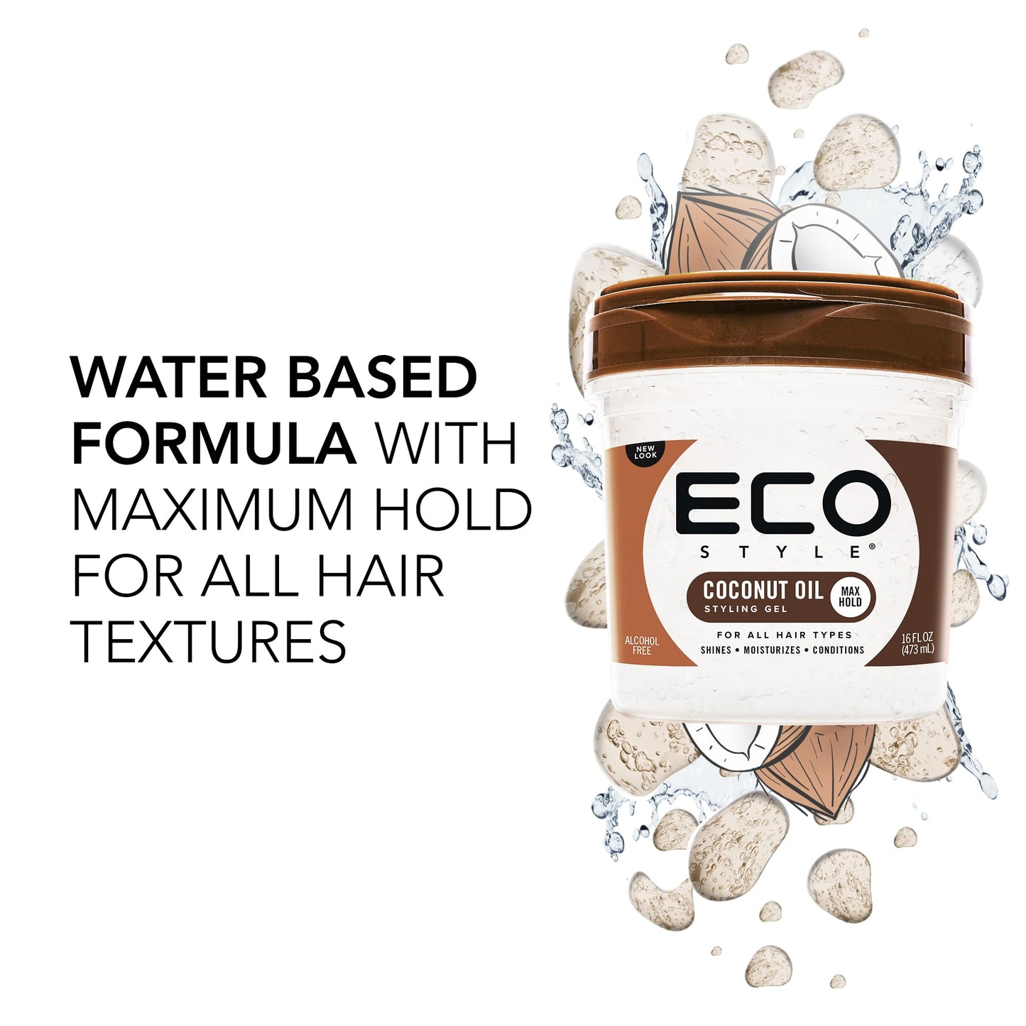 Ecoco Eco Style Gel - Coconut Oil - Adds Luster And Moisturizes Hair - Weightless Styling And Superior Hold - Prevents Breakage And Split Ends