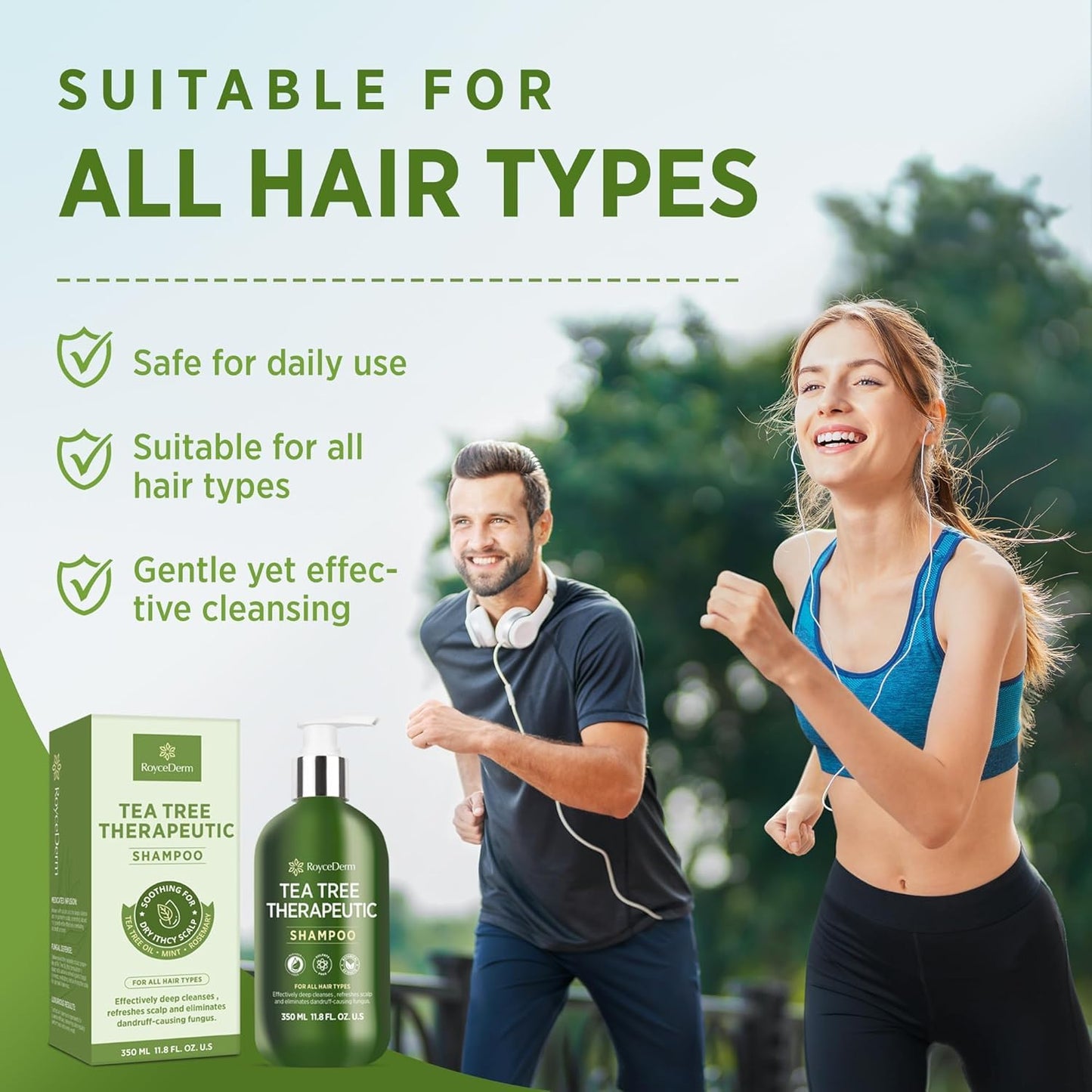 Roycederm Tea Tree Antifungal Shampoo: Folliculitis Shampoo for Dry Scalp, Dandruff, and Itchy Scalp - Medicated Clarifying shampoo with Tea Tree Oil