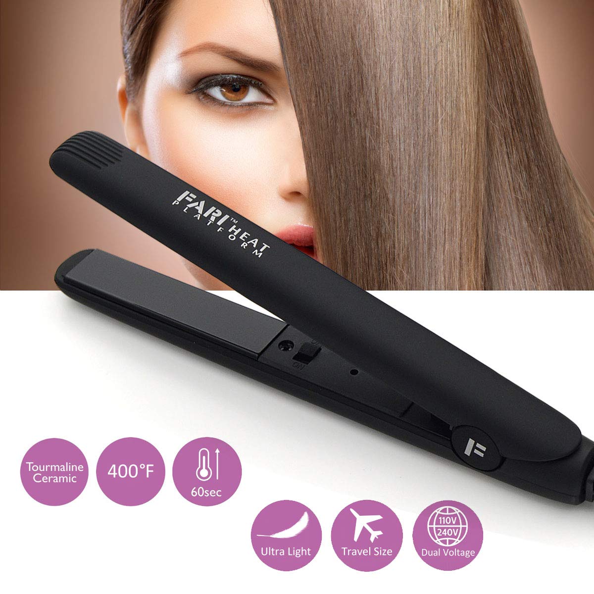 FARI Travel Hair Curling Iron and Mini Flat Iron 2 in 1 Kit, Ceramic Tourmaline Curling Wands and Hair straighteners Set, Heat Resistant Glove