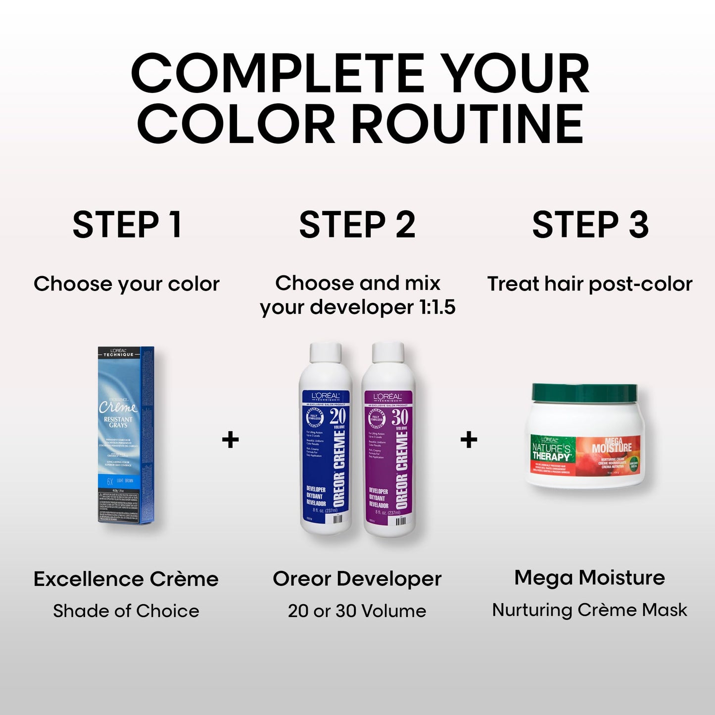 L'OREAL TECHNIQUE Excellence Crème Resistant Grays Permanent Hair Color - Max Coverage on Resistant Grays, Rich Crème No-Drip Formula & Patented Gray