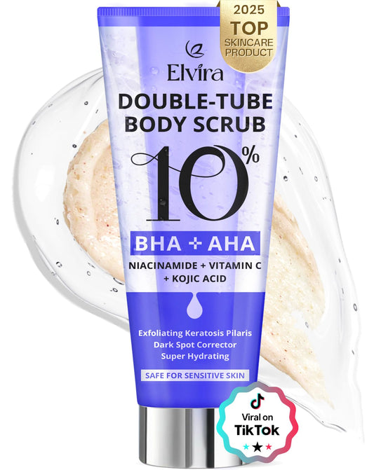 Elvira KP Bump Eraser Foot & Body Scrub, Exfoliating Scrub for Keratosis Pilaris, Smooth Skin with 10% AHA BHA & Niacinamide