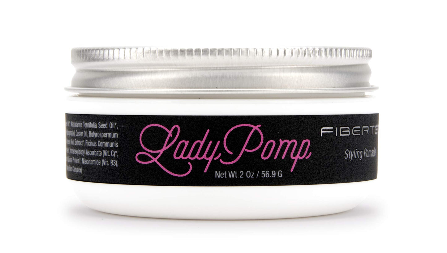 Fibertech - Lady Pomp Womens Styling Pomade - Medium Hold - High Shine - Water Based - 2 oz