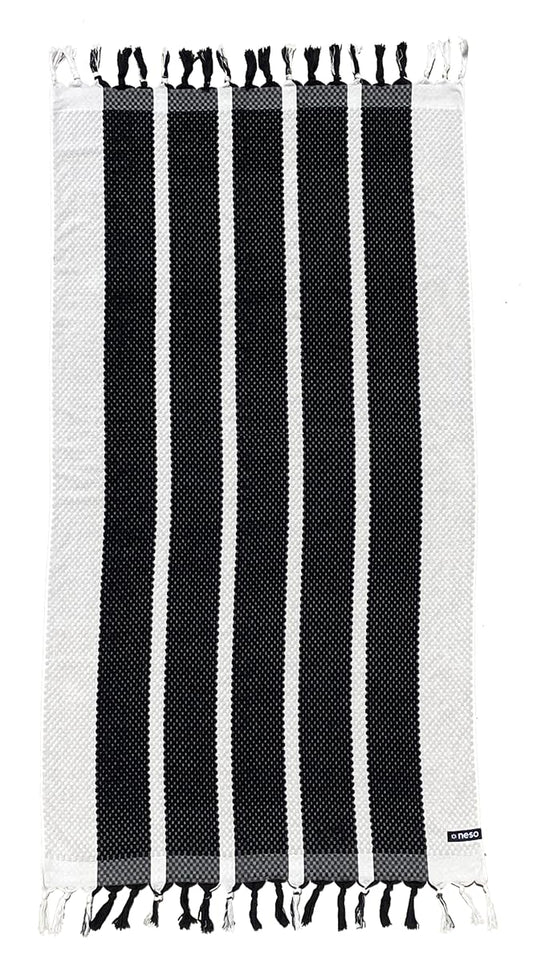 Neso Oversized Beach Towels for Adults - Extra Large Towel 67 in x 36 - Soft and Absorbent Pool Towels - 100% Pakistani Cotton - Black/White Stripes