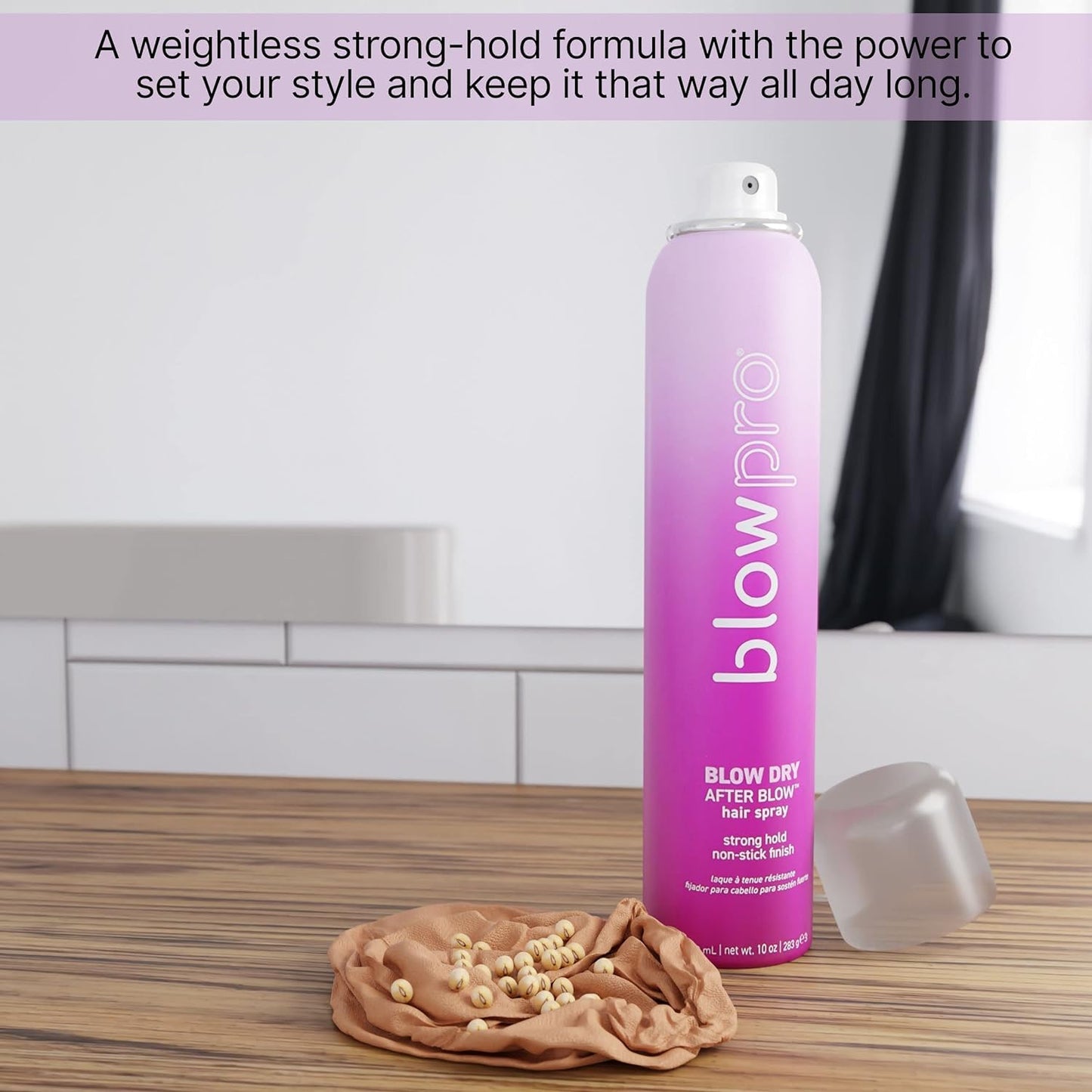 blowpro After Blow Strong Hold Finishing Spray 10oz, Adds Shine, Volume & Frizz Control without Buildup, Soy Protein Helps Strengthen Hair, 100%