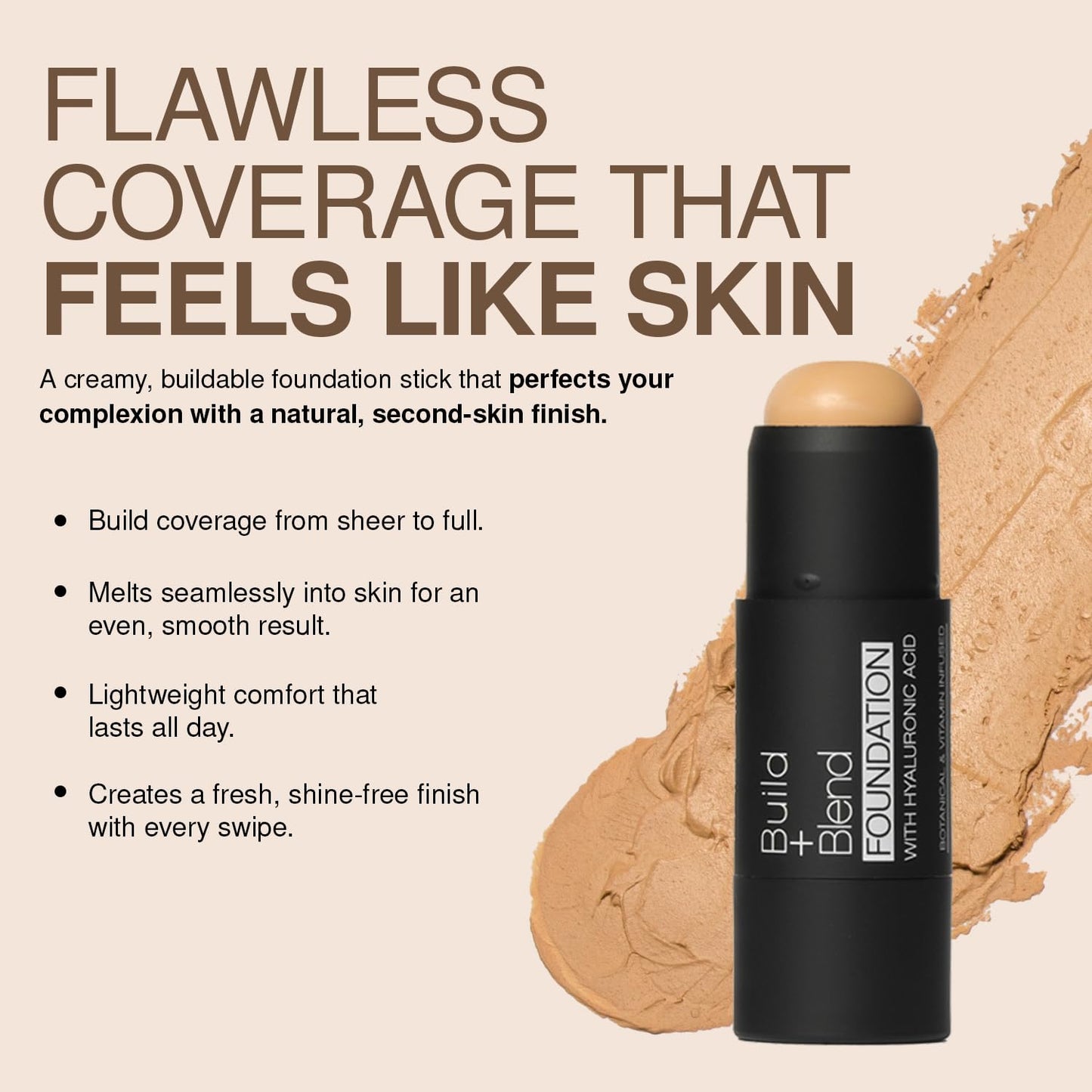 Palladio BUILD + BLEND Foundation Stick, Contour Stick for Face, Professional Makeup for Perfect Look, 0.25 Ounce (Cinnamon)