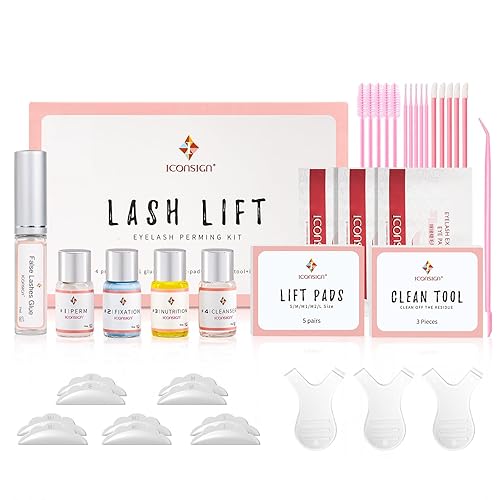 Lash Lift Kit, Professional Semi-Permanent Curling Eyelash Perm Kit Includes Eye Shields, Pads and Accessories Suitable for Salon & Home Use(Version