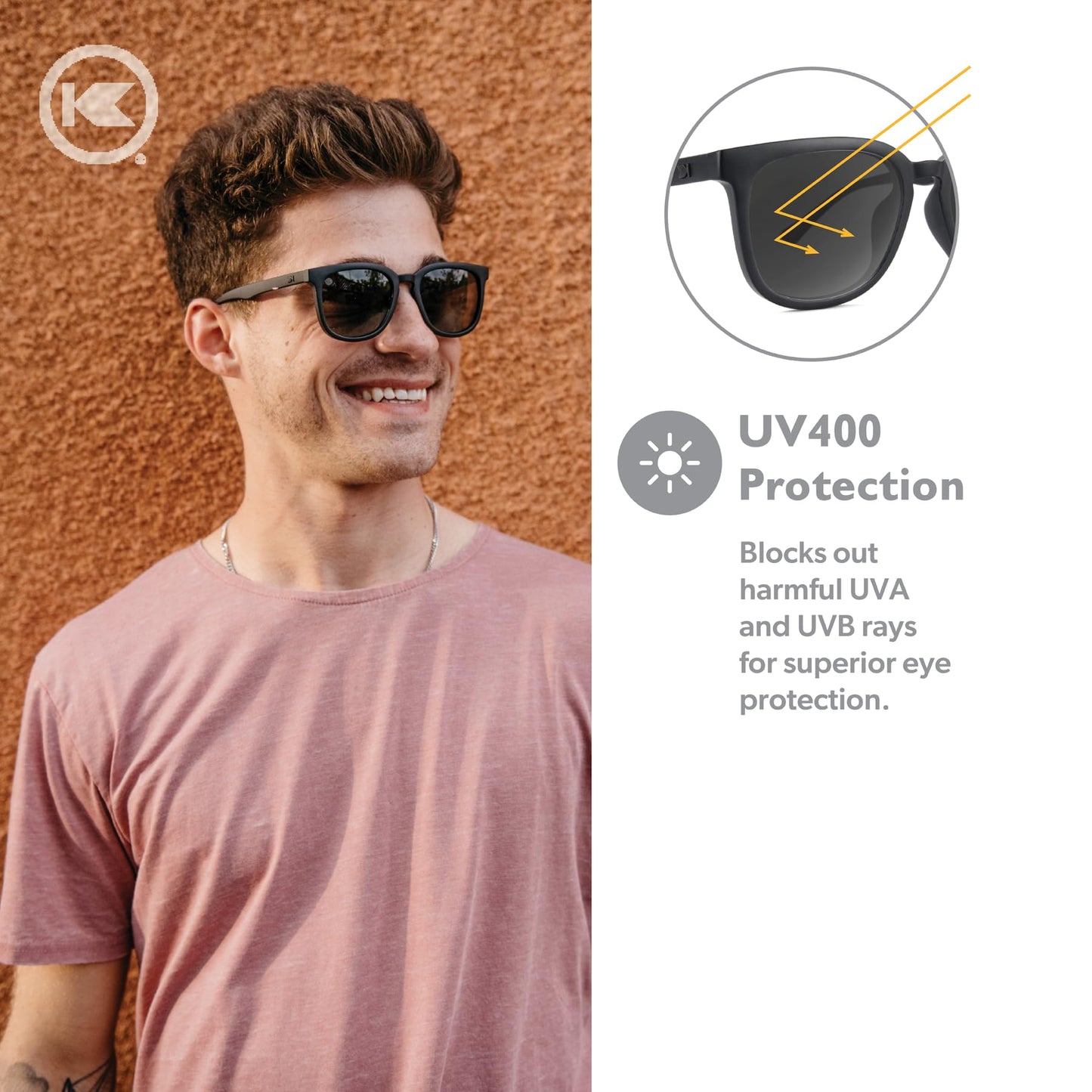 Knockaround Paso Robles Polarized Sunglasses for Women & Men - Impact Resistant Lenses & Full UV400 Protection, Black on Black Frames/Black Lenses