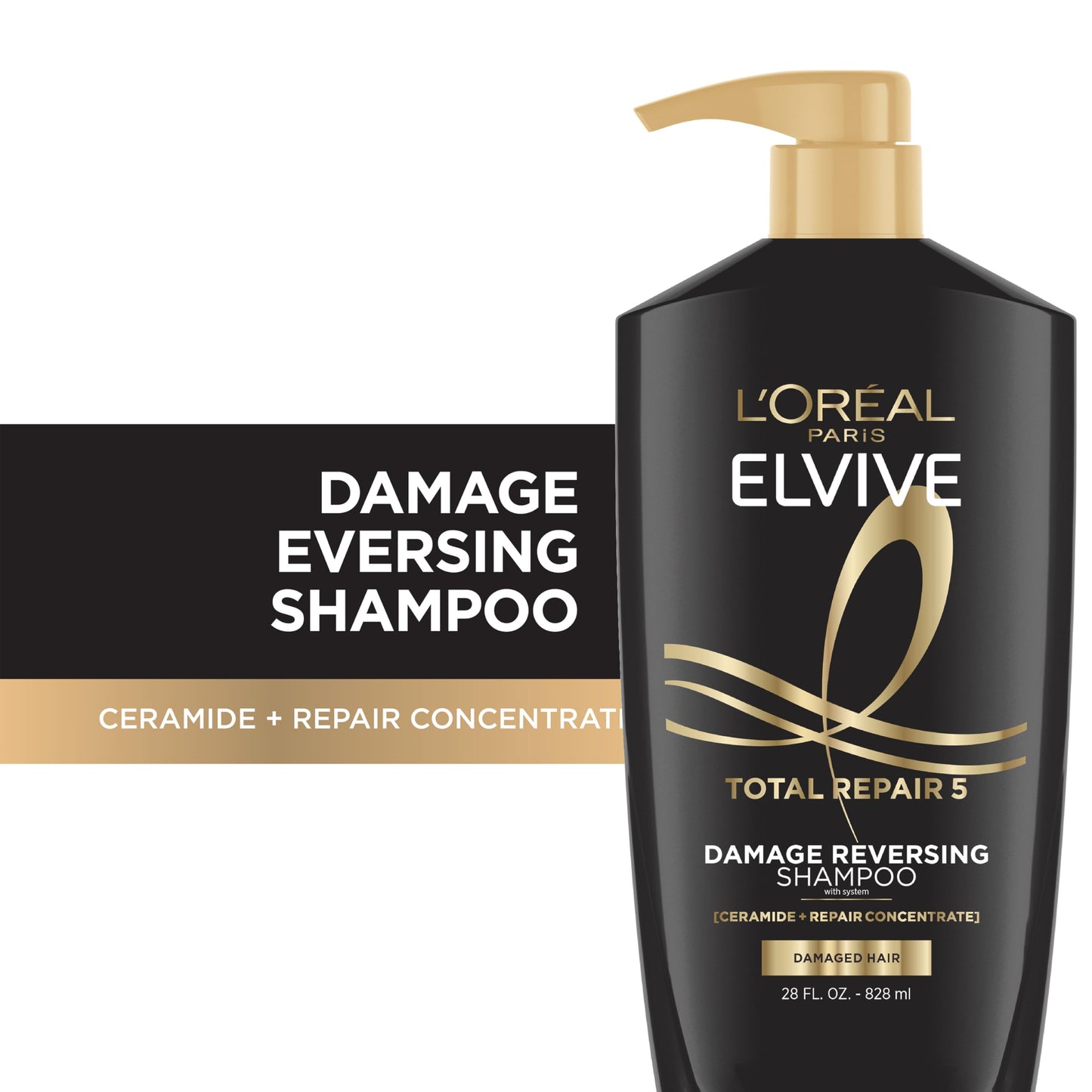 L'Oreal Paris Elvive Total Repair 5 Repairing Shampoo for Damaged Hair Shampoo with Protein and Ceramide for Strong Silky Shiny Healthy Renewed Hair