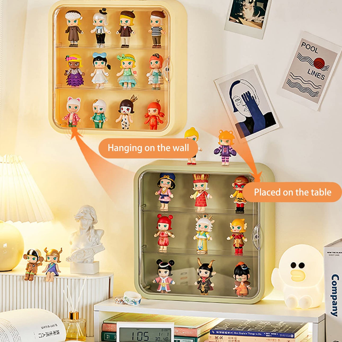 Clear Wall-Mounted Display Case with Door – Acrylic Storage Box for Lego Collectibles, Action Figures, Dolls & Pop Mart, Dustproof