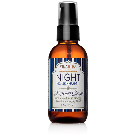 Shea Terra Night Nourishment Nutrient Facial Serum | Nutrient Rich, All Natural & Organic Emollient Oil with Vitamins, Essential Fatty Acids