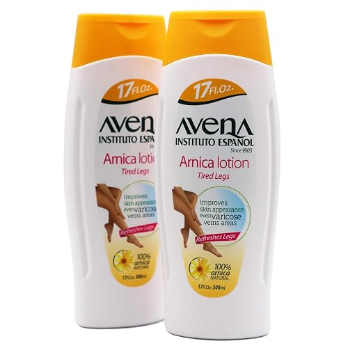 Avena Instituto Espanol Arnica Lotion Tired Legs, Improves Skin Appearance, Even Varicose Veins Areas, Refreshes Legs, 2-Pack of 17 FL Oz each, 2