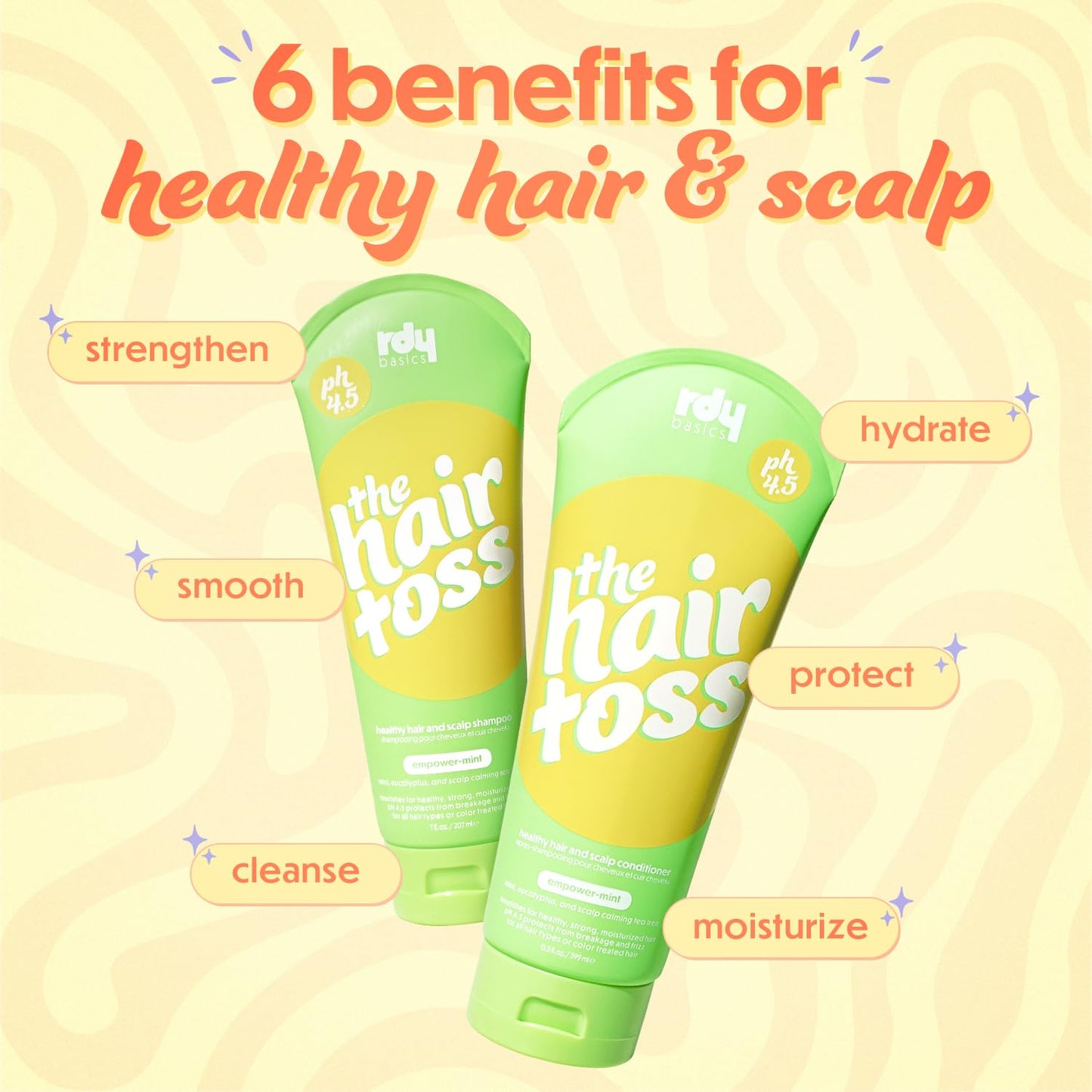 The Hair Toss Men & Women Shampoo And Conditioner Set 13.5floz/7floz - Mint - Formulated 4.5pH Moisturizing Paraben and Sulfate Free Shampoo