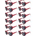 Blulu 12 Pieces Neon Colors Heart Shape Sunglasses for Women Party Favors and Festival (Red)