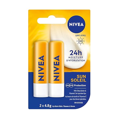 NIVEA Sun Caring Lip Balm Sticks with SPF 30, Duo Pack (2 x 4.8 g)(Imported from Canada)