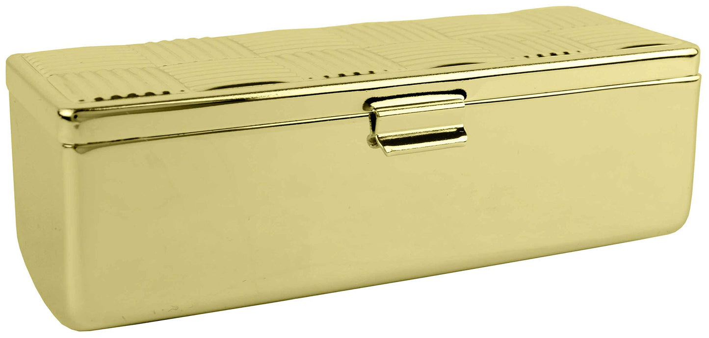 Stephanie Imports Set of 2 Rectangular Vintage Lipstick Cases With Glass Mirror (Gold Checker)