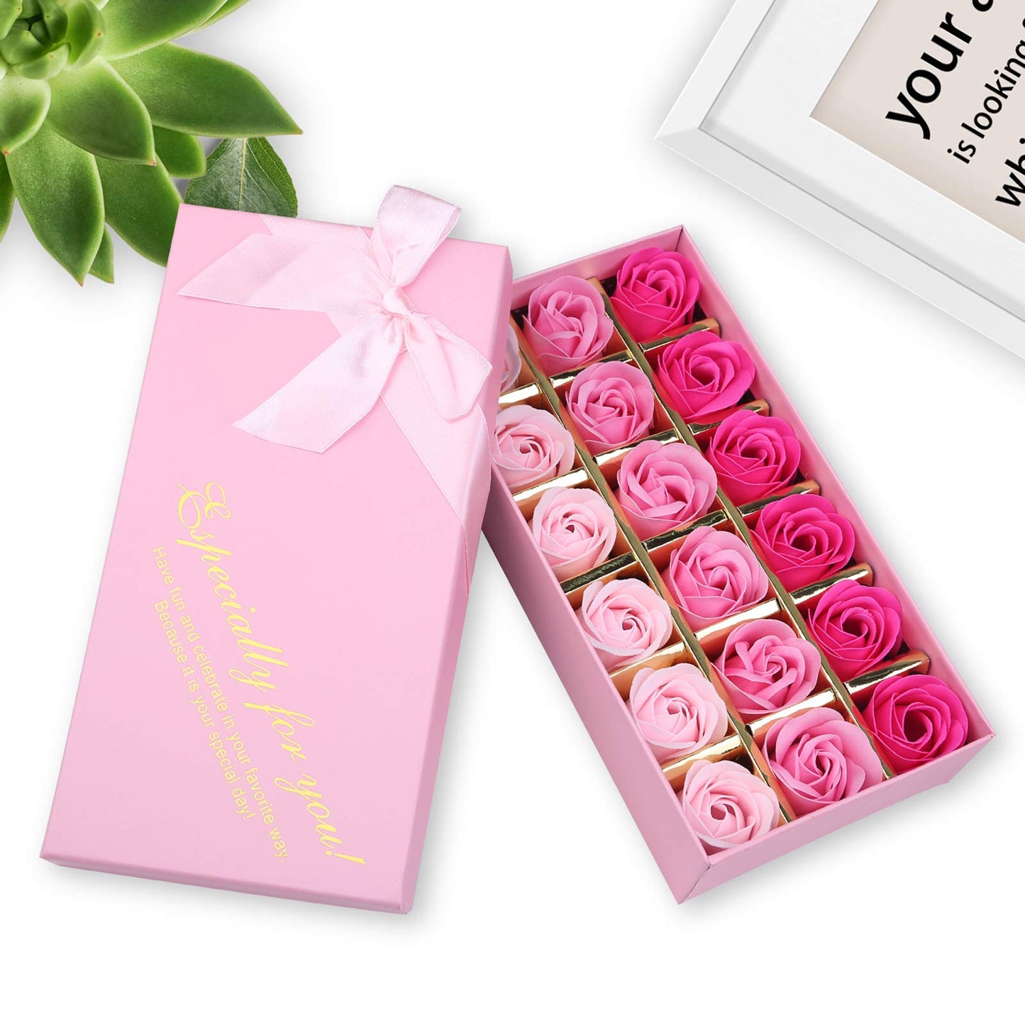 Rotumaty 18 PCS Floral Scented Bath Soap Rose Flower Petals, Plant Essential Oil Rose Soap Set, Best Gifts for Her Women Girls Mom Lover Birthday