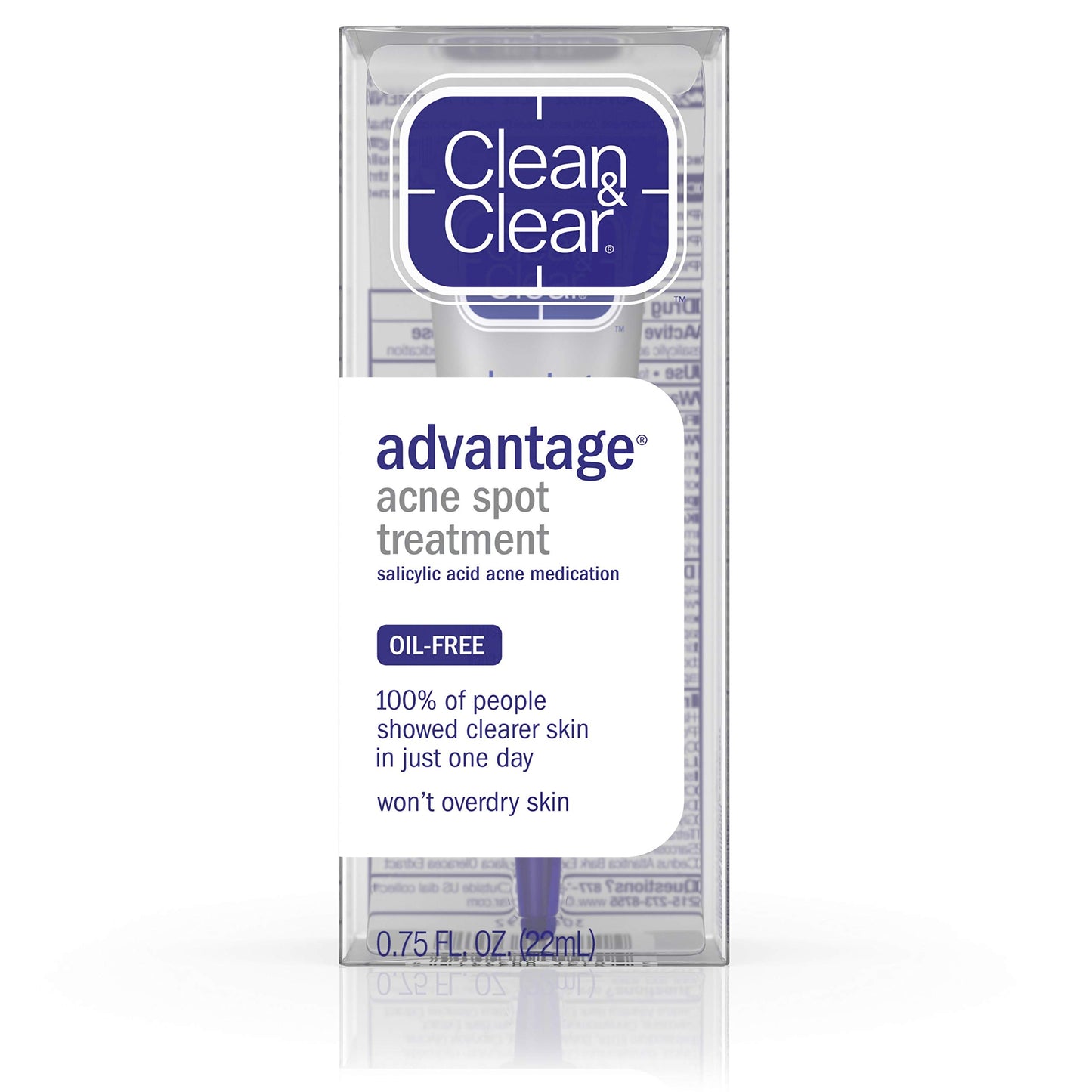 Clean & Clear Advantage Acne Spot Treatment, Oil Free Acne Treatment with Salicylic Acid, Witch Hazel, and BHA, Gel Pimple Cream for Adults and Teens