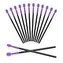 G2PLUS 50PCS Silicone Eyelash Brushes, Purple Disposable Mascara Wands, Adjustable Ball- Shape Eyelash Spoolies, Eyebrow Brushes for Eyelash Extension