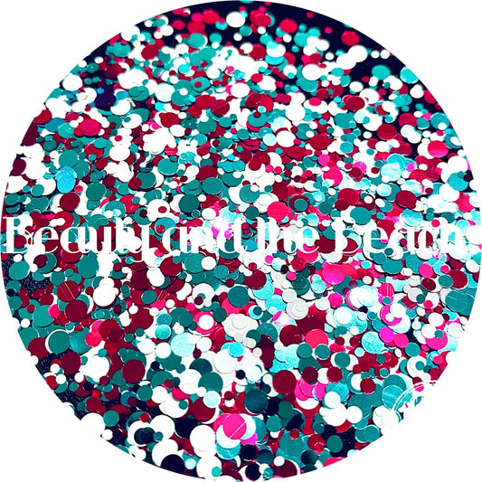 Pink Teal Dots Polyester Glitter | Craft Glitter | Glitter for Arts & Crafts | Tumblers | Cosmetics | Nails | Epoxy Resin Art | Slime | DIY | Body Beauty & Personal Care Glitter Heart Co.