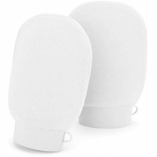 LOGOFUN 2PCS Exfoliator Gloves White Body Scrub Shower Bath Mitts Beauty and Personal Care LOGOFUN