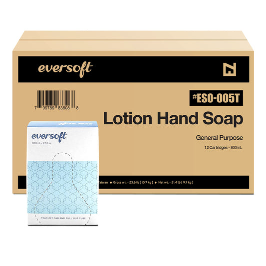 EZbrnd Eversoft General Purpose Lotion Hand Soap Refill, Bag-in-Box, Pack of 12x800ml (27.0 oz), ESO-005T (9128-12) Beauty & Personal Care EZPULL