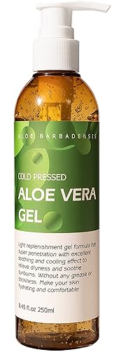 benatu Aloe Vera Gel for Face and Hair, 100% Pure Cold Pressed, Natural Facial Moisturizer for Sunburn Relief, Ance, Skin Care (8.45 fl oz)