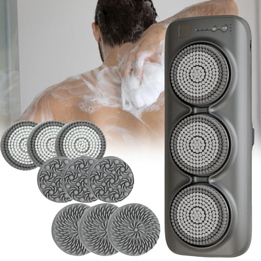 Wall Mounted Back Scrubber, Electric Back Exfoliating Bath Wash Pad, Electric Body Bath Brush 360° Rotation, 3-Speed Adjustment, for Deep Cleansing Beauty and Personal Care YEHOZZ