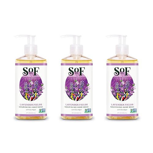 SoF Nourishing Hand Wash - With Moisturizing Sea Algae, Coconut & Olive Oil- Vegan & Non GMO- Free From Phthalates, Sulfates & Parabens- Lavender