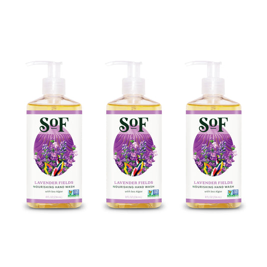 SoF Nourishing Hand Wash - With Moisturizing Sea Algae, Coconut & Olive Oil- Vegan & Non GMO- Free From Phthalates, Sulfates & Parabens- Lavender