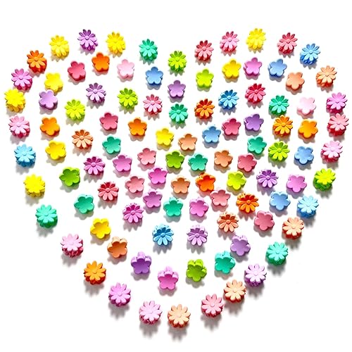 MOODKEY Kids Hair Accessories: 100PCS Mini Daisy Claw Clips, Barrettes, Cute Bangs Pins in Candy Colors for Girls, Teens, and Toddlers (Random Colors)