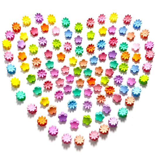 MOODKEY Kids Hair Accessories: 100PCS Mini Daisy Claw Clips, Barrettes, Cute Bangs Pins in Candy Colors for Girls, Teens, and Toddlers (Random Colors)