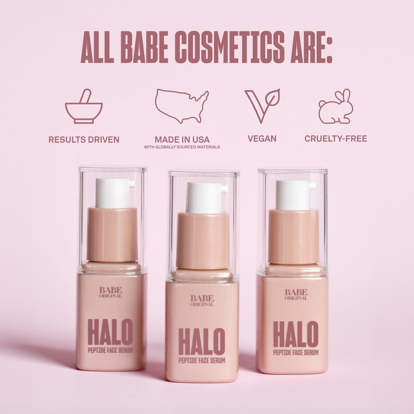 Babe Original Halo Peptide Face Serum for Women, Face Moisturizer Face Cream for Hydrated, Plump & Soothed Skin with Pink Root Extract, Hyaluronic