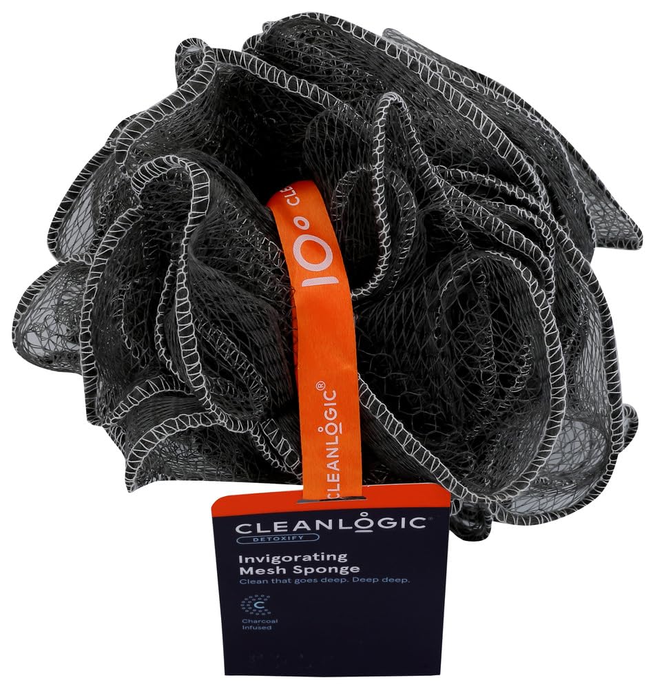 Clean Logic Purifying Charcoal Mesh Bath Sponge (2 Pack)2