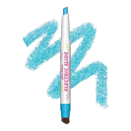 Lime Crime Electric Slide Eyeshadow & Brush Stick, Chill Pill (Metallic Teal) - Lightweight 2-in-1 Eyeshadow Smudge Stick with Angled Brush for Long