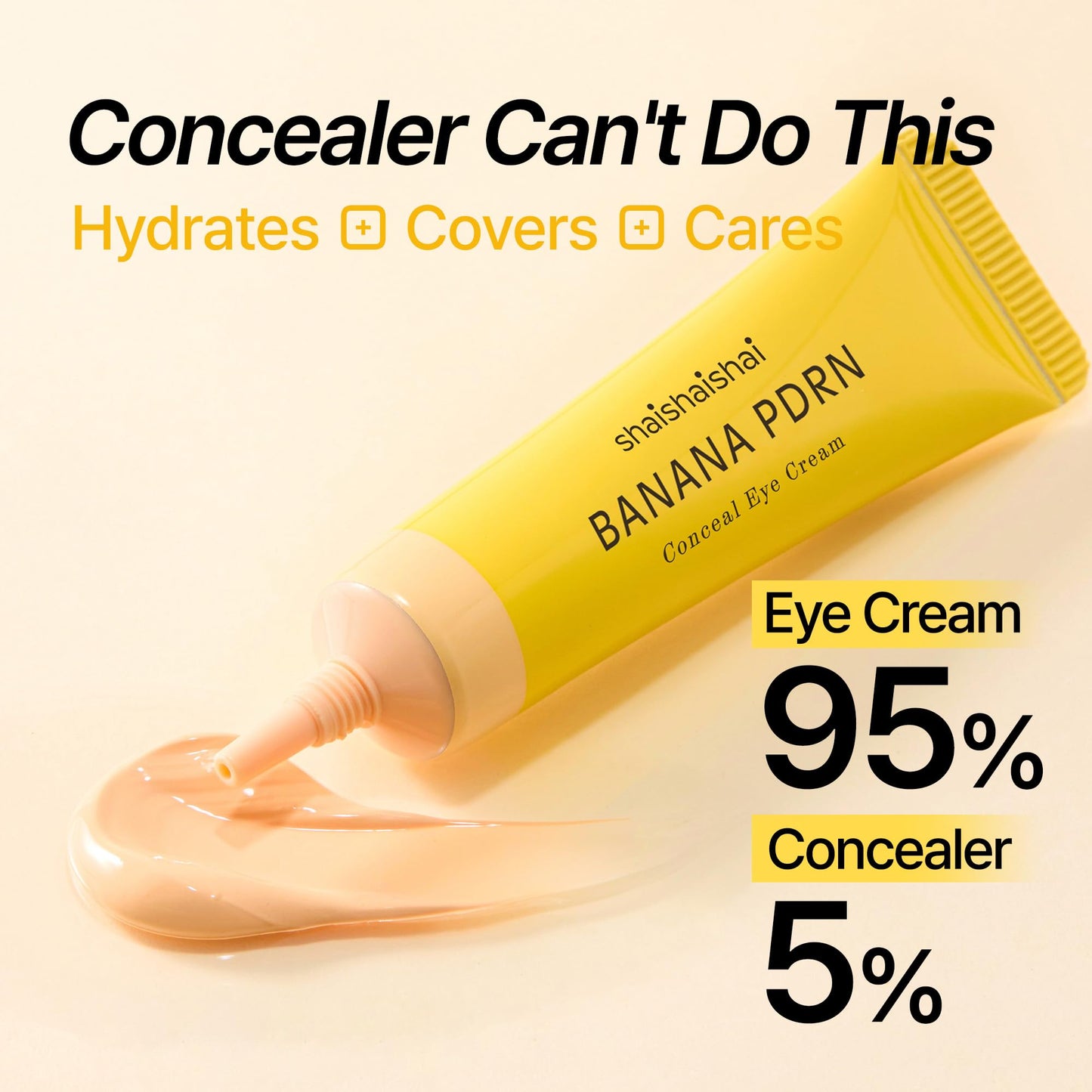 shaishaishai BANANA PDRN Conceal - Hydrating Under Eye Cream & Dark Circle Coverage, Advanced Formula with PDRN + Ectoin, Non-Sticky, Korean Skincare Beauty and Personal Care shaishaishai