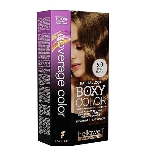 BOXY COLOR Coloring kit professional, permanent color cream hair dye with Vegetal Protein to get Hair with intense color shiny and silky. 100% Gray