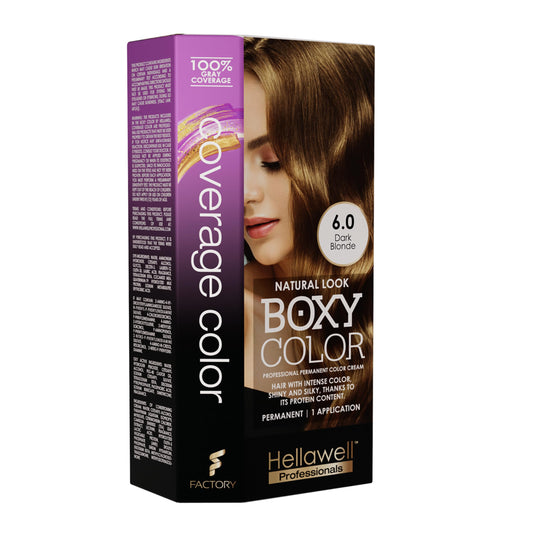 BOXY COLOR Coloring kit professional, permanent color cream hair dye with Vegetal Protein to get Hair with intense color shiny and silky. 100% Gray