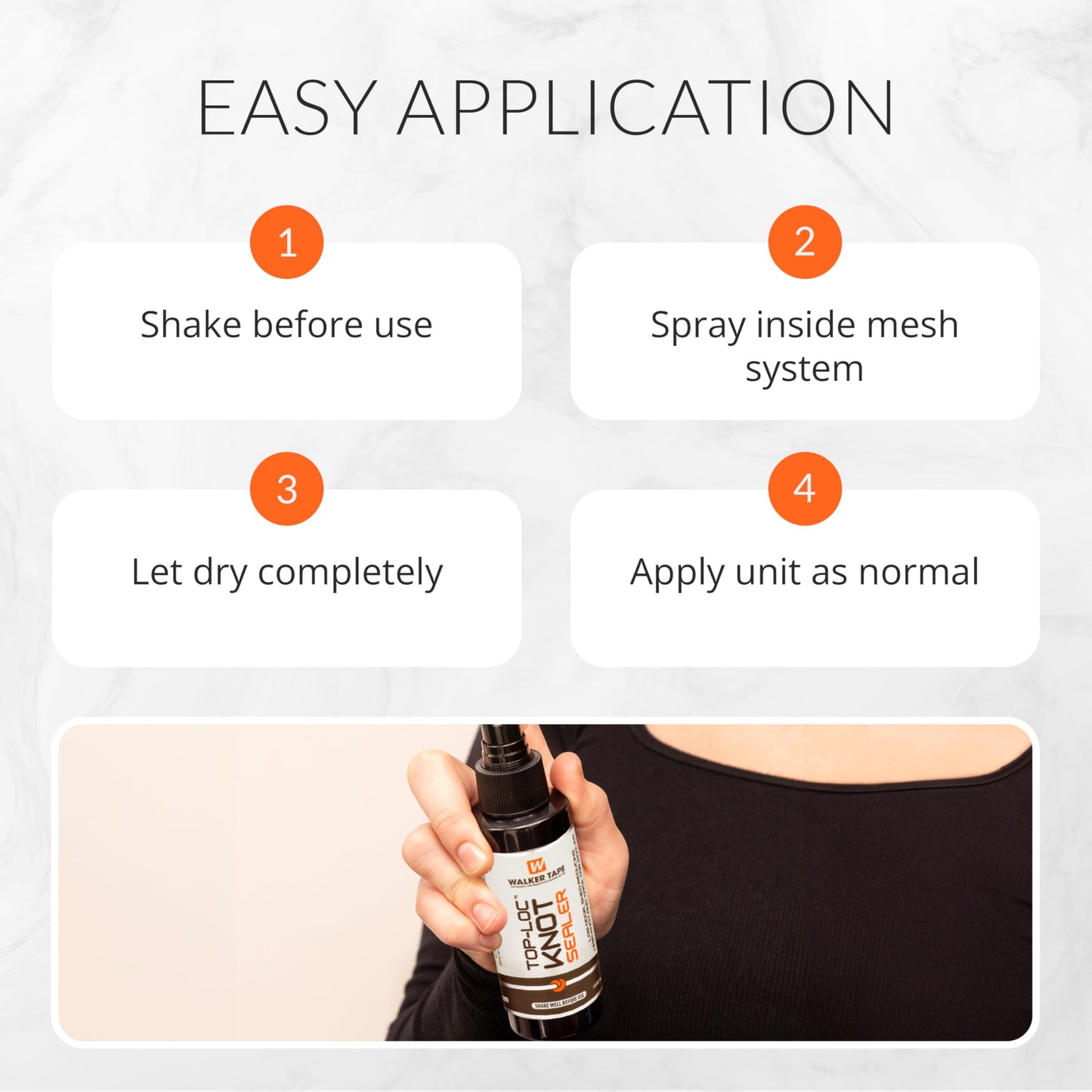 Walker Tape Top-Loc Knot Sealer Spray 4 fl oz, Mesh System Protector for Delicate Knots, Reduces Shedding and Extends Hairpiece Life, Professional