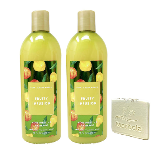 Bath & Body Works Fruity Infusion 2-Pack Moisturizing Shampoo Bundle with a Natural Oats Sample Soap