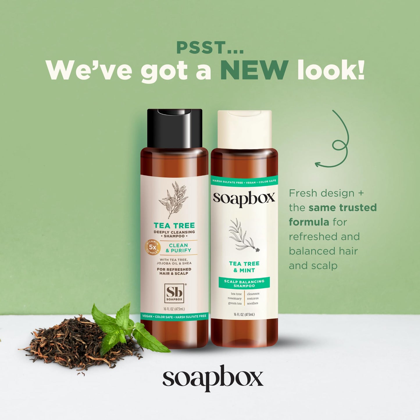 Soapbox Tea Tree Oil & Mint Shampoo & Conditioner Set, Leaves Hair & Scalp Balanced & Soothed - Clean Ingredients Free of Harsh Chemicals, Sulfates