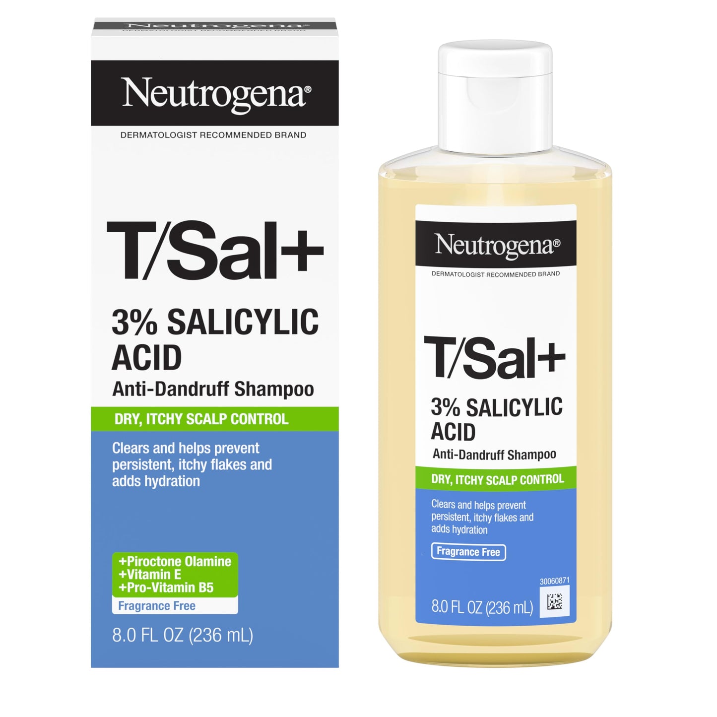 Neutrogena T/Sal+ Anti-Dandruff Shampoo with 3% Salicylic Acid, Clears Persistent Itchy Flakes and Adds Hydration to Scalp. With Piroctone Olamine