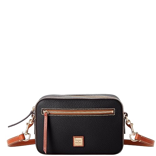 Dooney & Bourke Women's Camera Zip Crossbody in Pebble Grain Leather, Small Handbag with Adjustable Shoulder Strap, Black