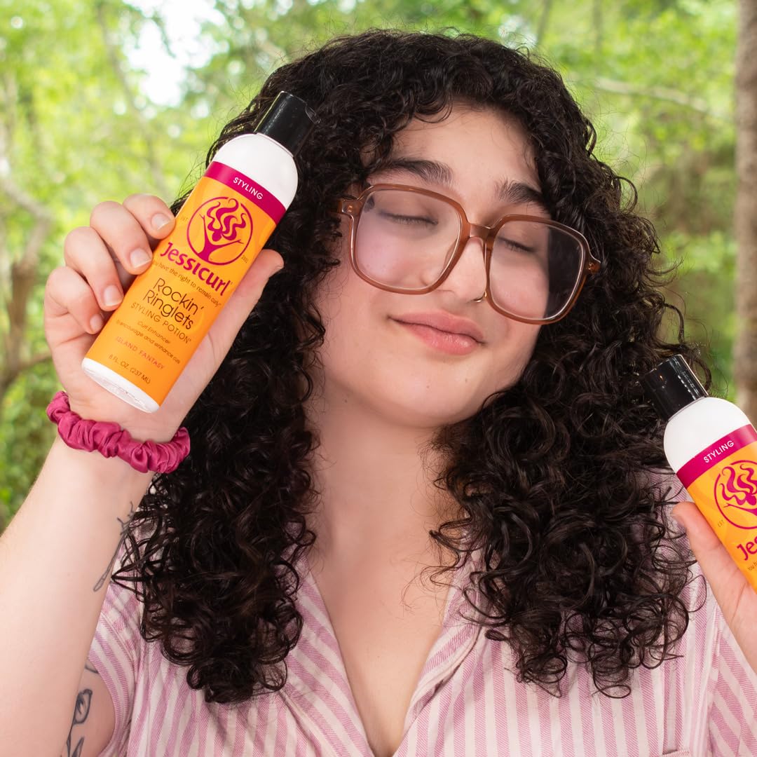 Jessicurl, Rockin' Ringlets Styling Potion, Island Fantasy, 2 Fl oz. Curl Enhancer with Flaxseed Extract, Curl Defining Styler for Curly Hair