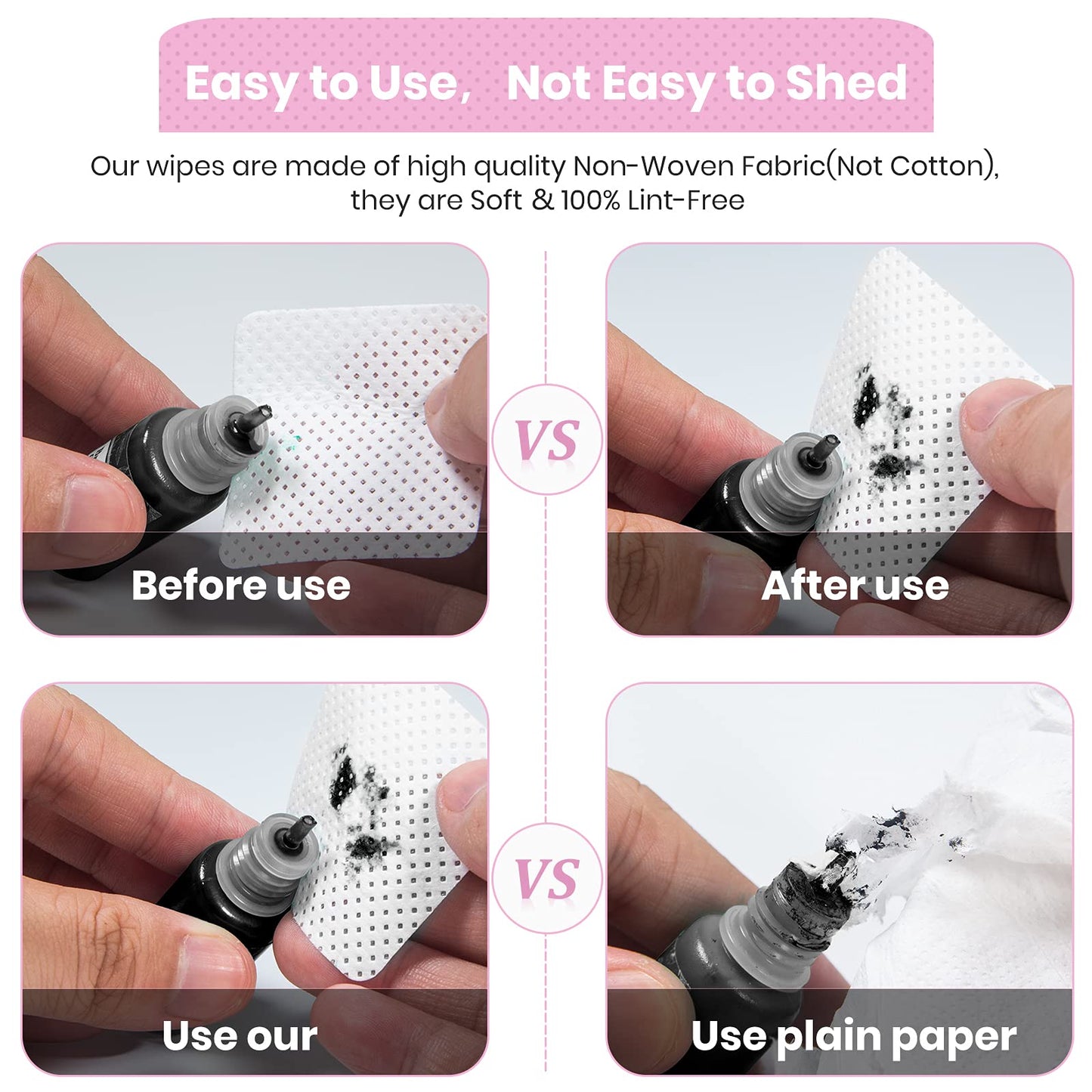 400 PCS Eyelash Extension Glue Wipes,Lint Free Nail Wipes,Super Absorbent Soft Non-woven Fabric Adhesive Nail Polish Remover Wipe, Glue Wiping Cloth
